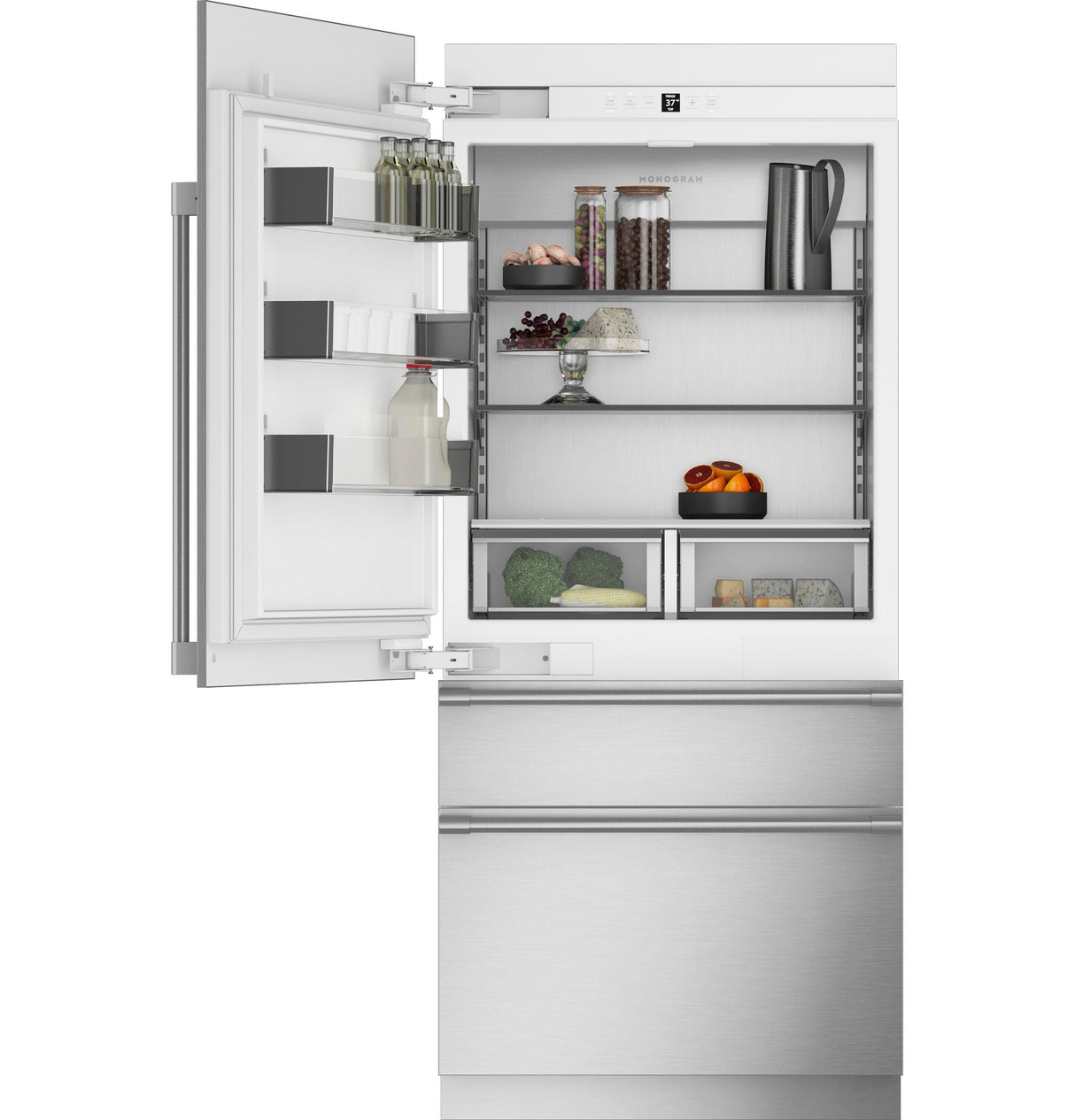 Monogram 36" Panel-Ready Integrated Bottom-Freezer Refrigerator- Left Hinge