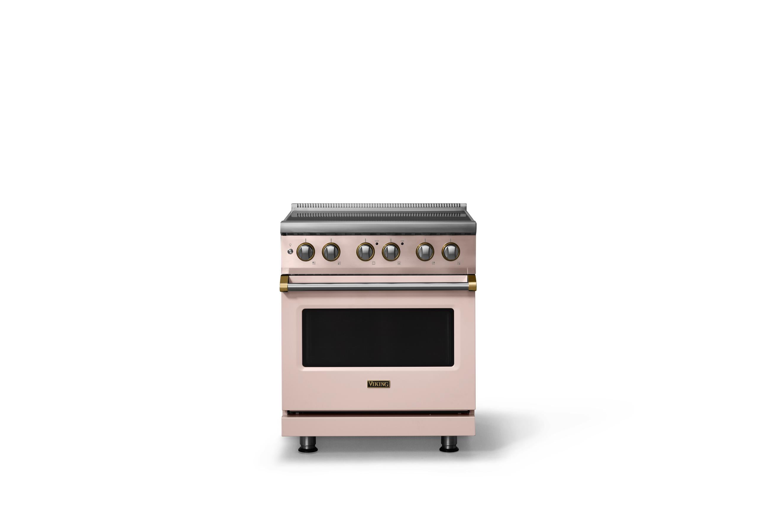 30"W. Induction Range (Finish: Blush, Trim: Brushed Brass)