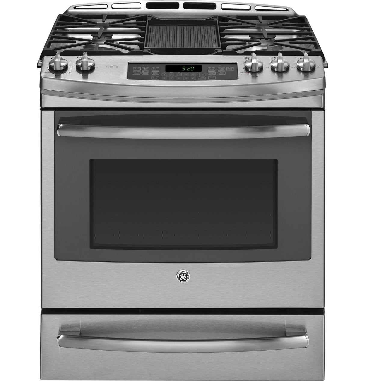 GE Profile™ Series 30" Dual Fuel Slide-In Front Control Range with Warming Drawer