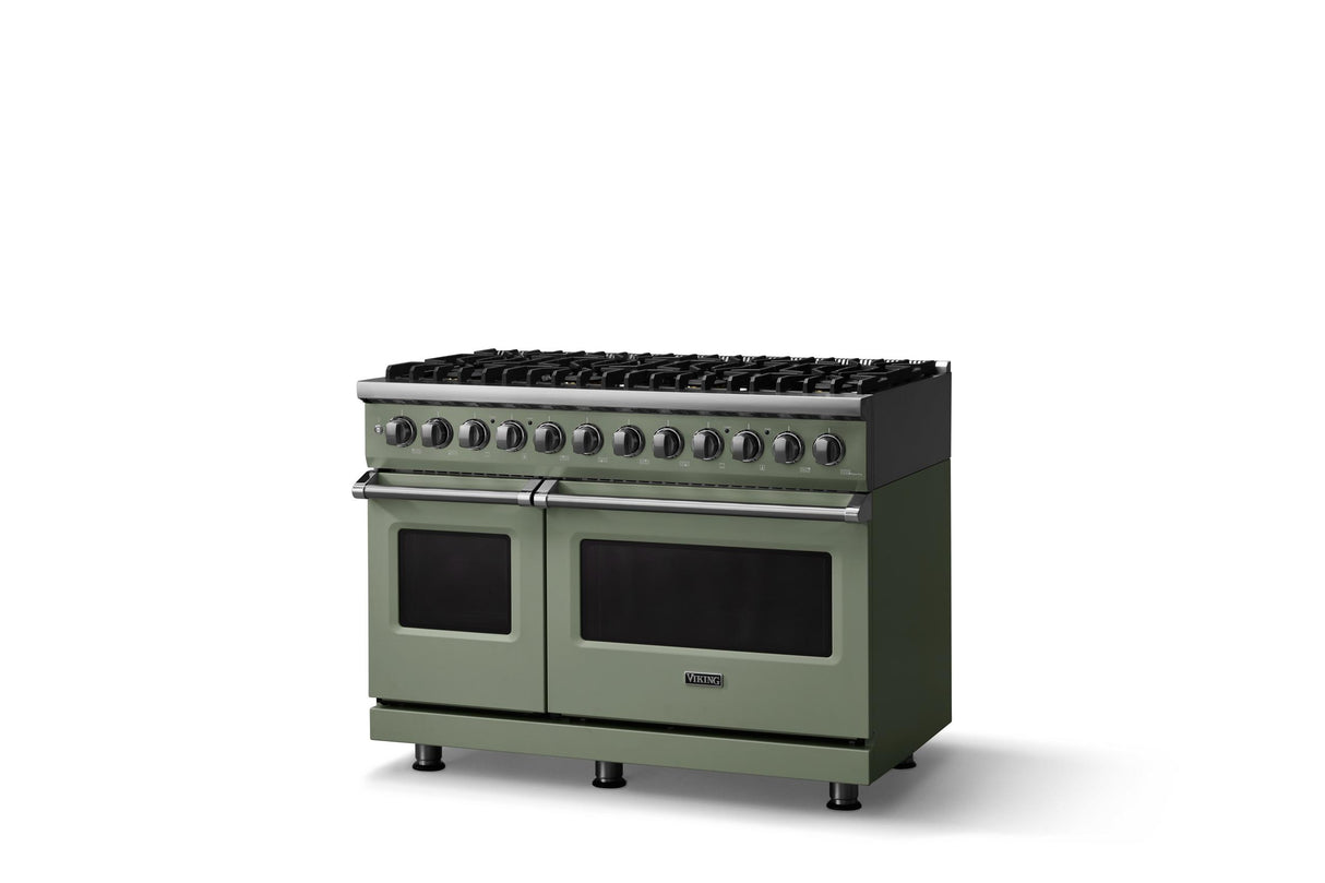 48"W. Dual Fuel Range (Burner: 8b, Finish: Eucalyptus, Trim: Polished Chrome, Fuel: Natural Gas)