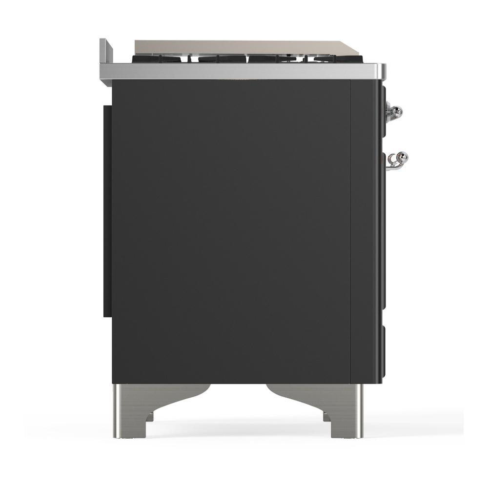 ILVE UM48FNR3MGCLP Majestic III 48 inch Dual Fuel Range with 8 Burners and Griddle, Dual Function Burner up to 25,000 BTU (Liquid Propane, Triple Glass Door, Graphite Matte, Chrome)