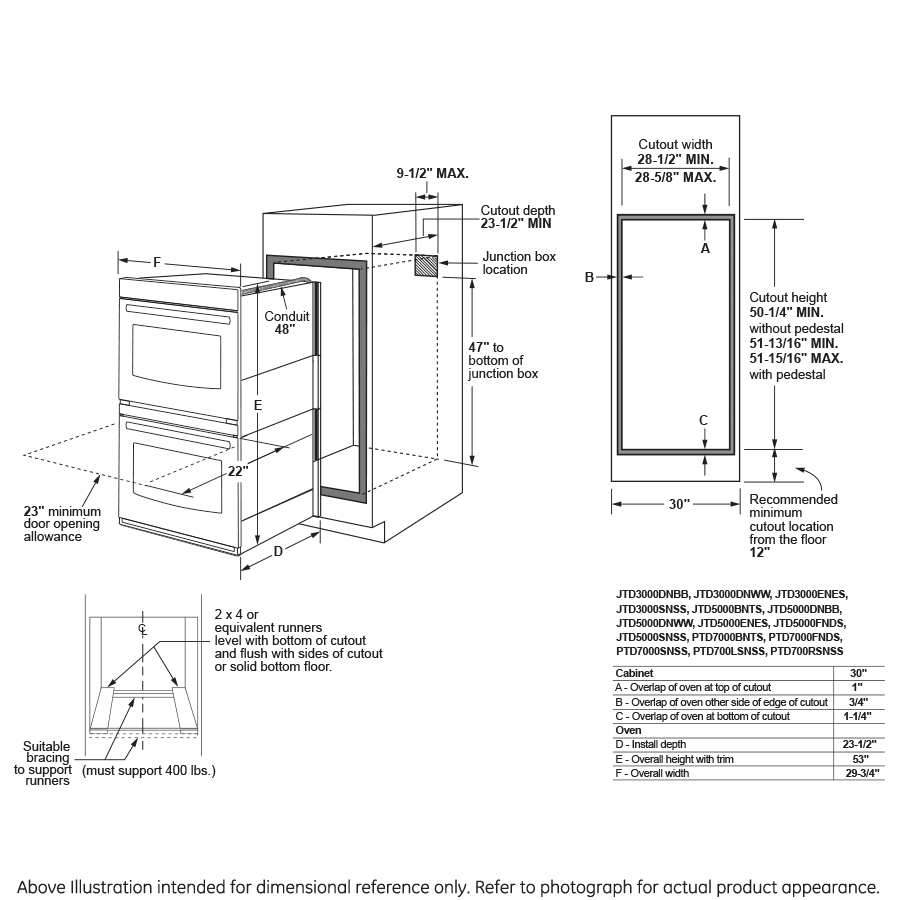 GE® 30" Smart Built-In Self-Clean Convection Double Wall Oven