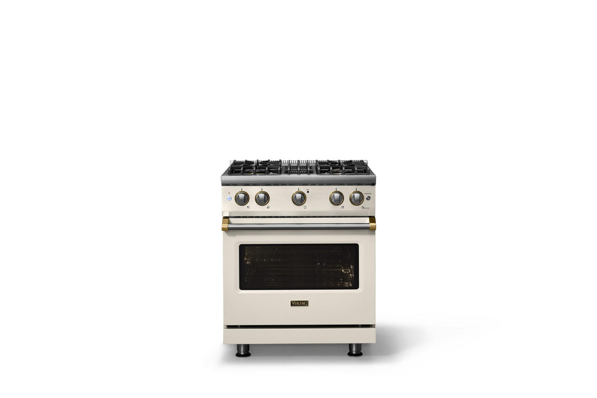 30"W. Sealed Burner Gas Range (Finish: Pure White, Trim: Polished Chrome, Fuel: Propane)