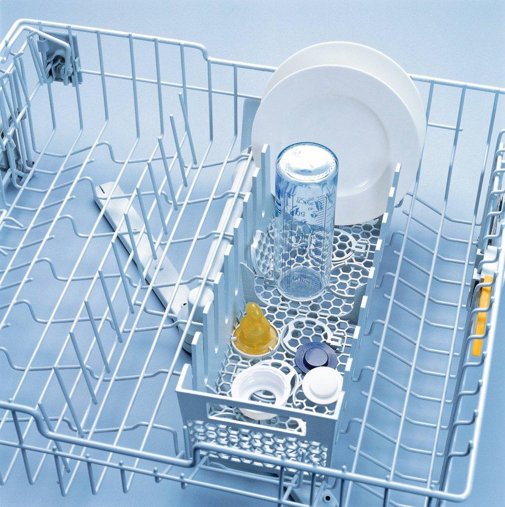 Multi-purpose dishwasher basket - with separate areas for baby bottles and small items.