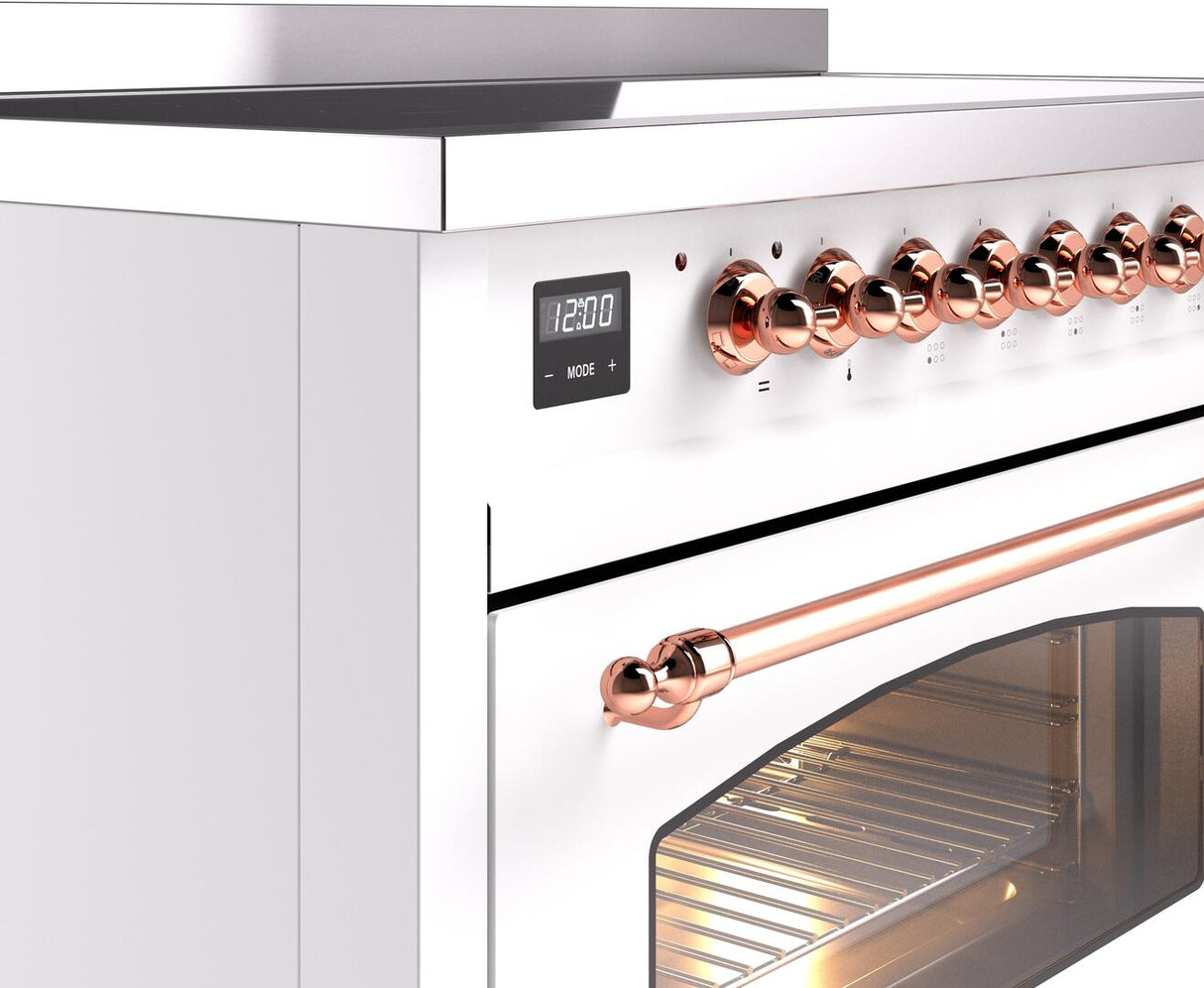 Nostalgie II 48 Inch Electric Freestanding Range in White with Copper Trim