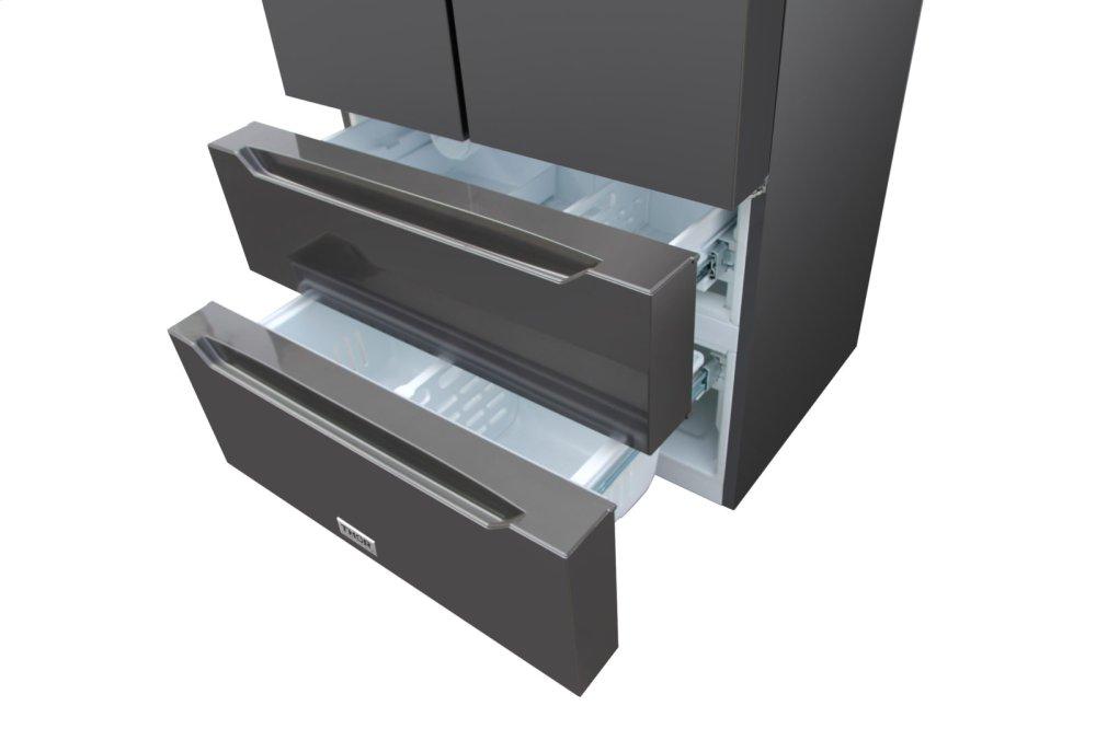Thor Kitchen - 22.5 Cu. Ft. 4-door French Door Refrigerator With Recessed Handle In Black Stainless Steel, Counter Depth