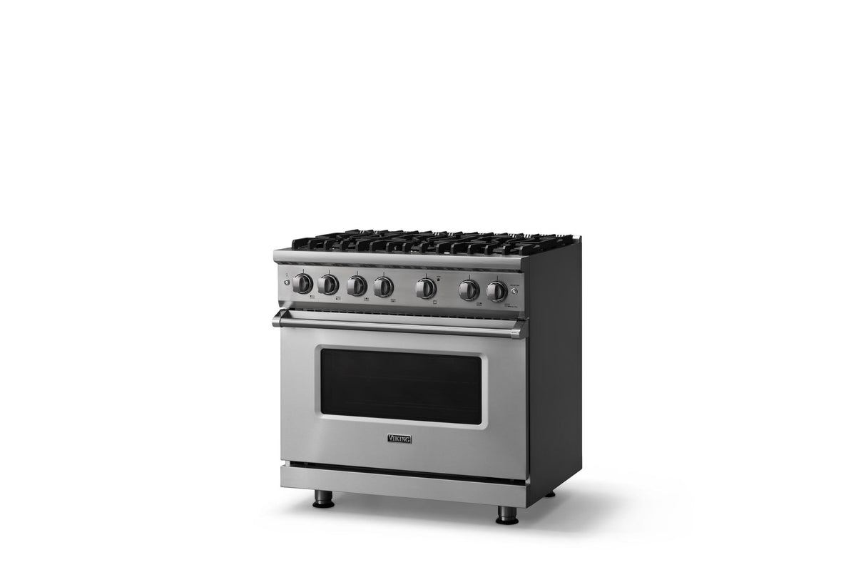 36"W. Sealed Burner Gas Range (Burner: 6b, Finish: Stainless Steel, Trim: Polished Chrome, Fuel: Natural Gas)