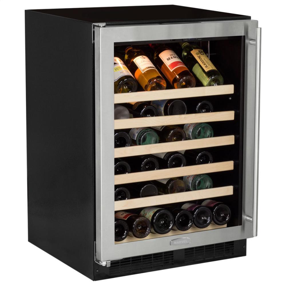 24" Single Zone Wine Cellar - Stainless Steel Frame Glass Door - Right Hinge