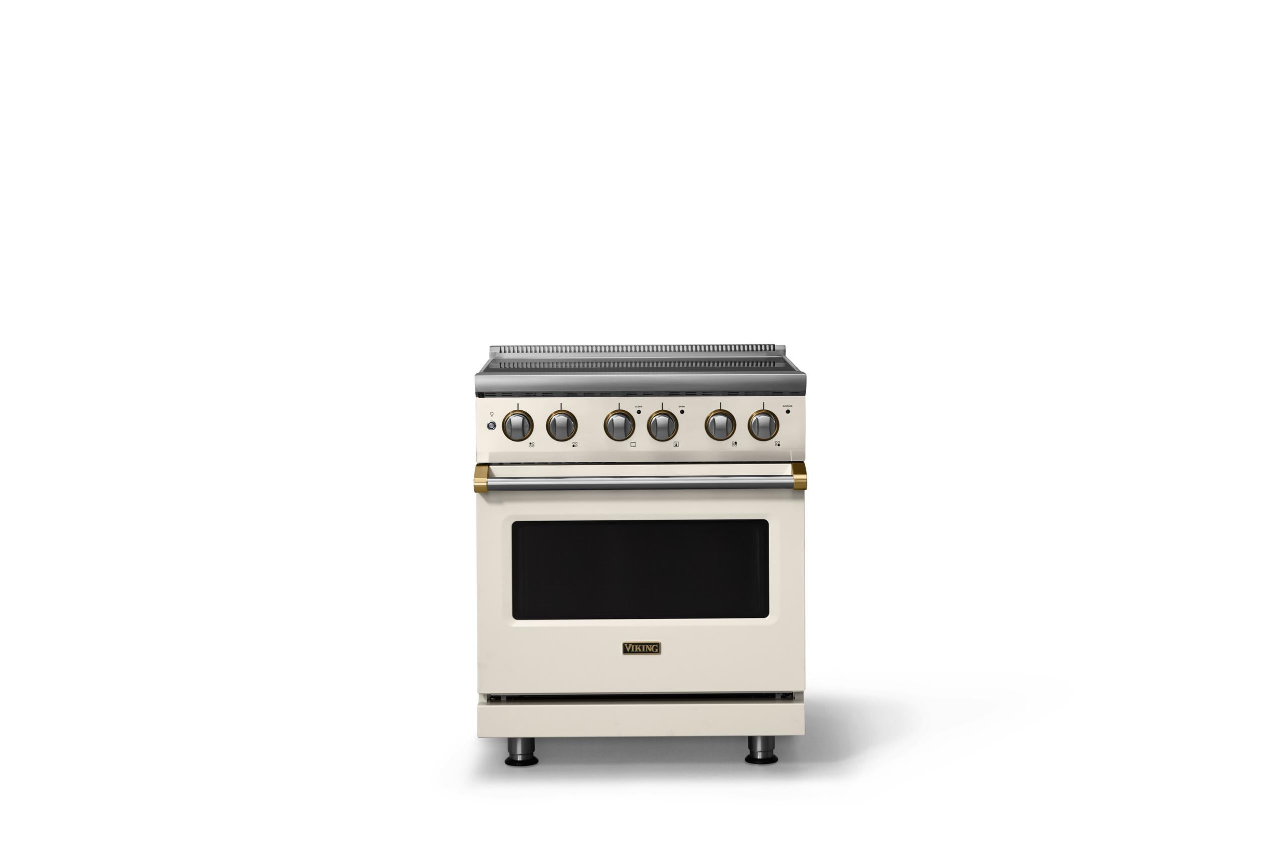 30"W. Electric Range (Finish: Pure White, Trim: Brushed Brass)