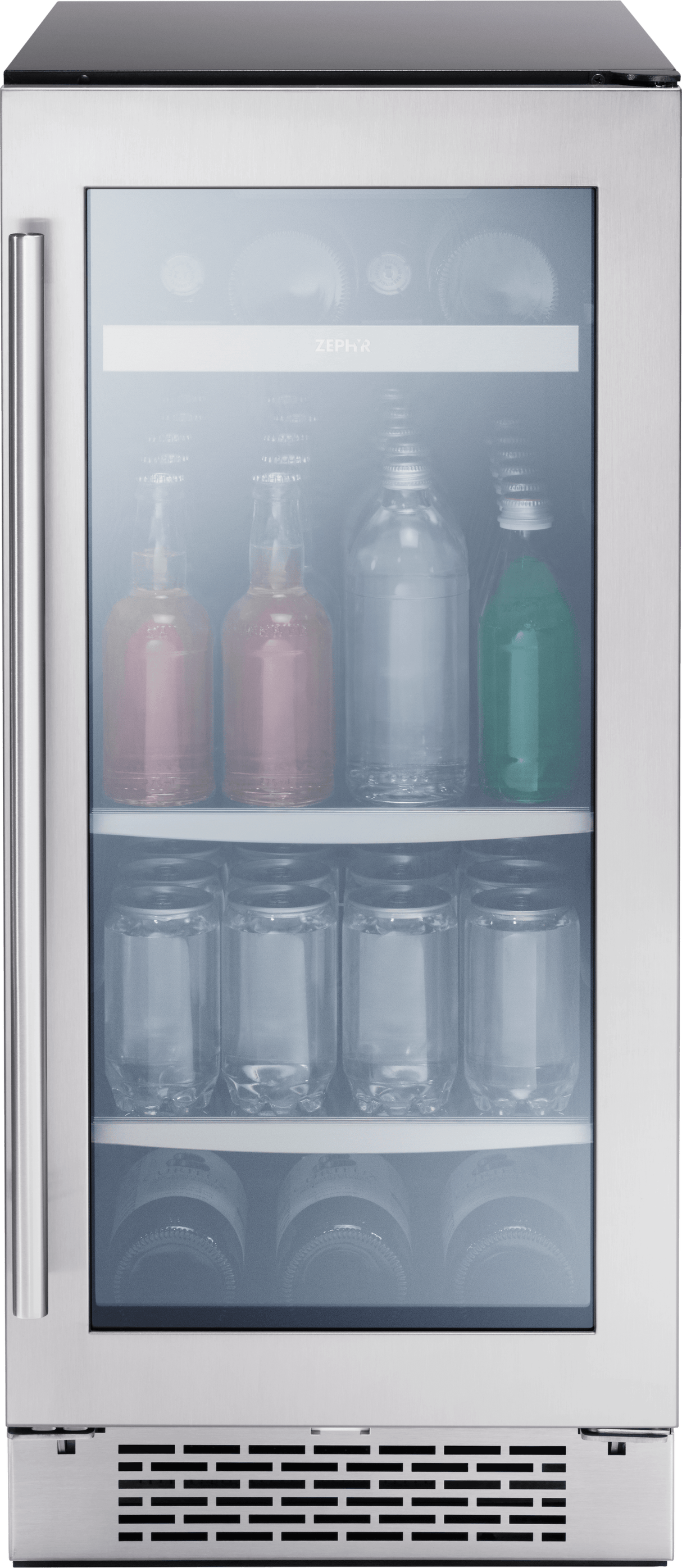 Presrv Beverage Cooler, 15in Under Cabinet, SS+Glass, Reverse Door, 1 Zone