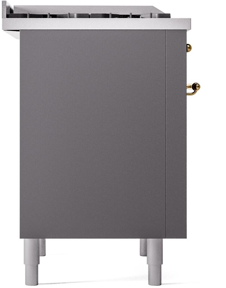 Nostalgie II 36 Inch Dual Fuel Liquid Propane Freestanding Range in Matte Graphite with Brass Trim