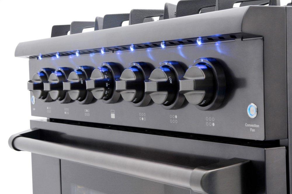 36 Inch Professional Gas Range In Black Stainless Steel