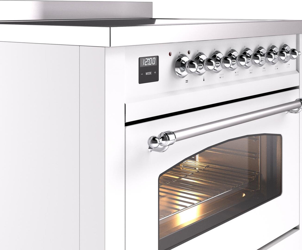 Nostalgie II 36 Inch Electric Freestanding Range in White with Chrome Trim