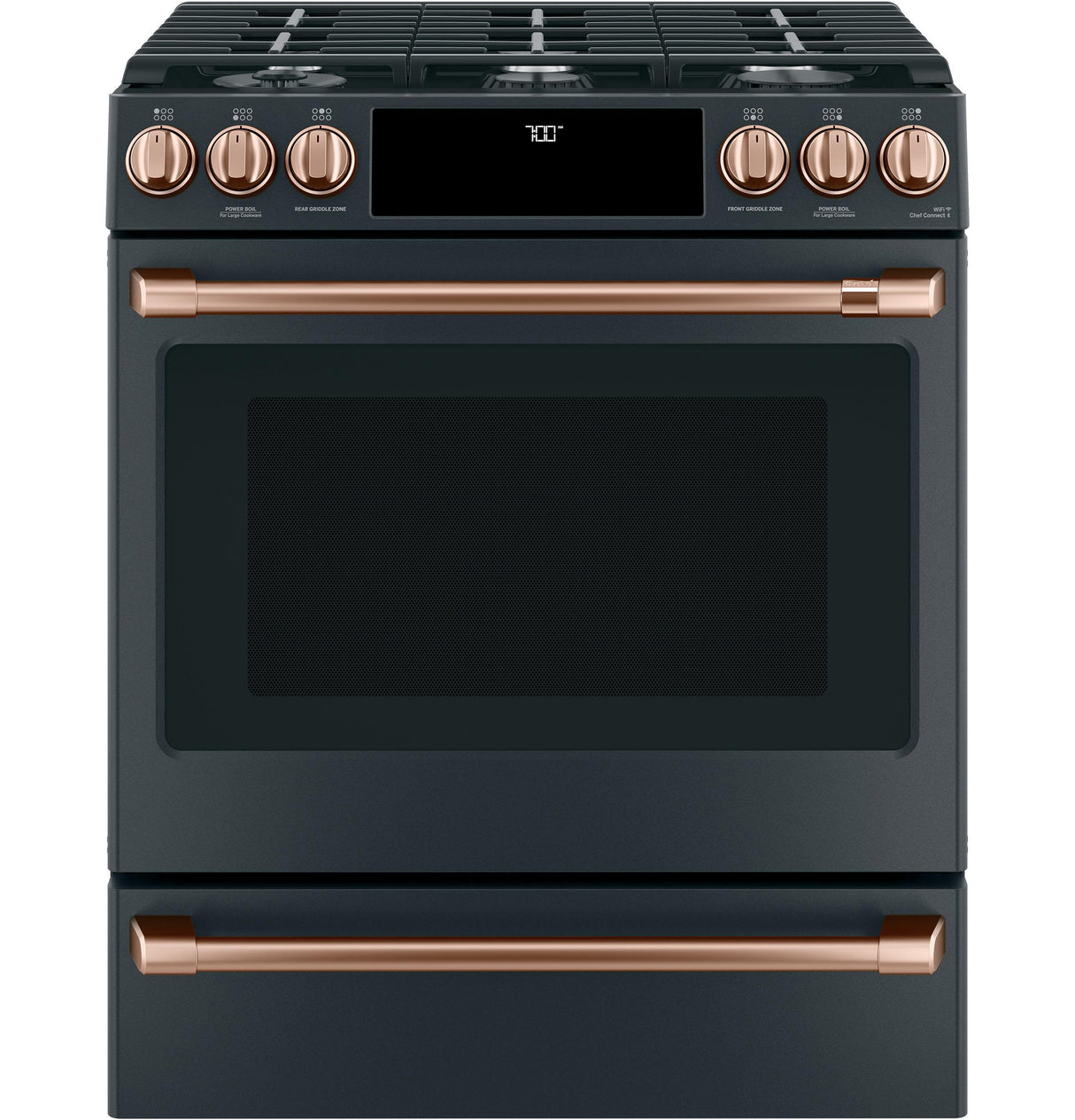 Café™ 30" Smart Slide-In, Front-Control, Gas Range with Convection Oven