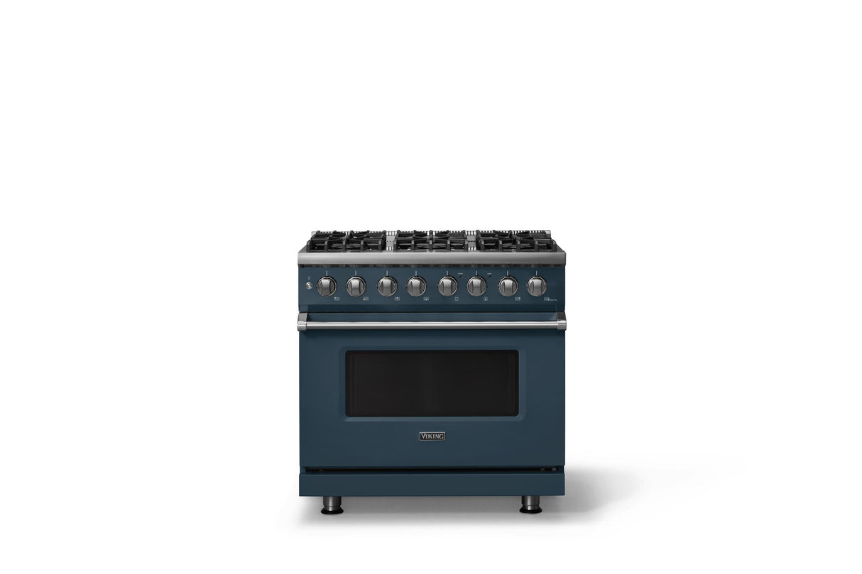 36"W. Dual Fuel Range (Burner: 6b, Finish: Squall, Trim: Polished Chrome, Fuel: Propane)