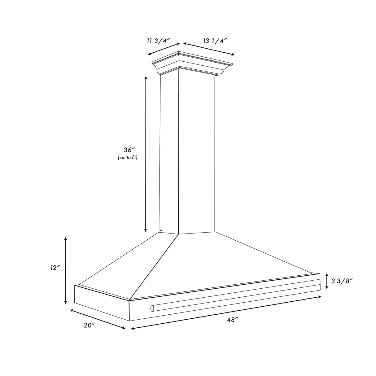 ZLINE 48 in. Autograph Edition Convertible Fingerprint Resistant DuraSnow' Stainless Steel Range Hood with Black Matte Shell and Champagne Bronze Handle (KB4SNZ-BLM48-CB)