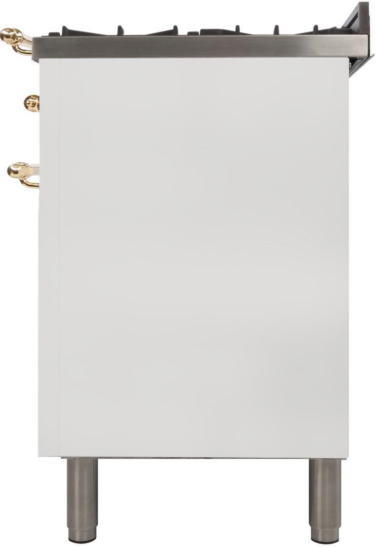 Nostalgie 36 Inch Gas Natural Gas Freestanding Range in White with Brass Trim