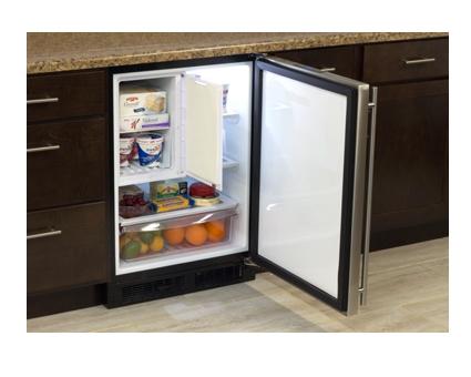 24" Refrigerator Freezer with Drawer Storage Marvel Refrigeration - Solid Panel Ready Overlay Door - Integrated Right Hinge