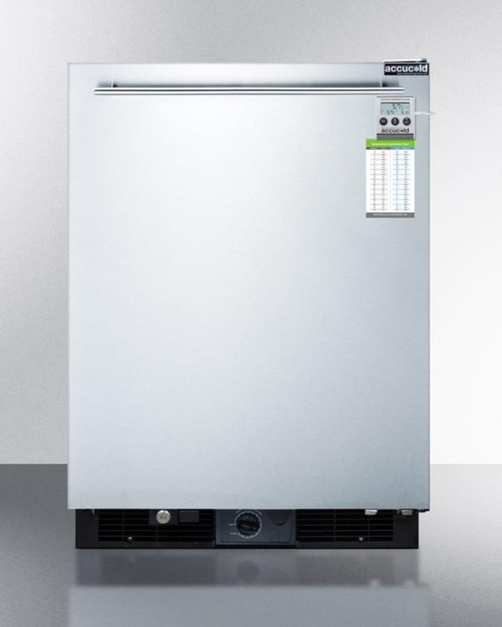 24" Wide Frost-free Built-in Undercounter All-refrigerator With Temperature Alarm, Thermometer, Lock, Internal Fan, Green Dot Cord, and Stainless Steel Door