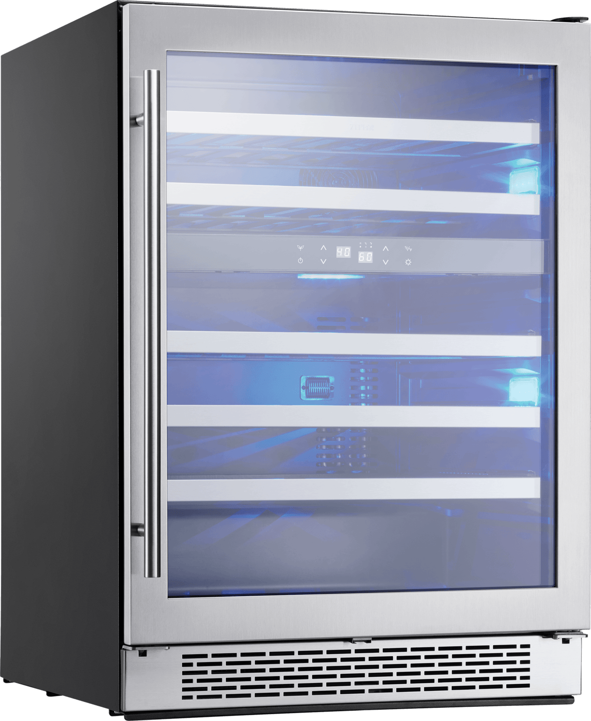 Presrv Wine Cooler, 24in Under Cabinet, SS+Glass, Reverse Door, 2 Zone