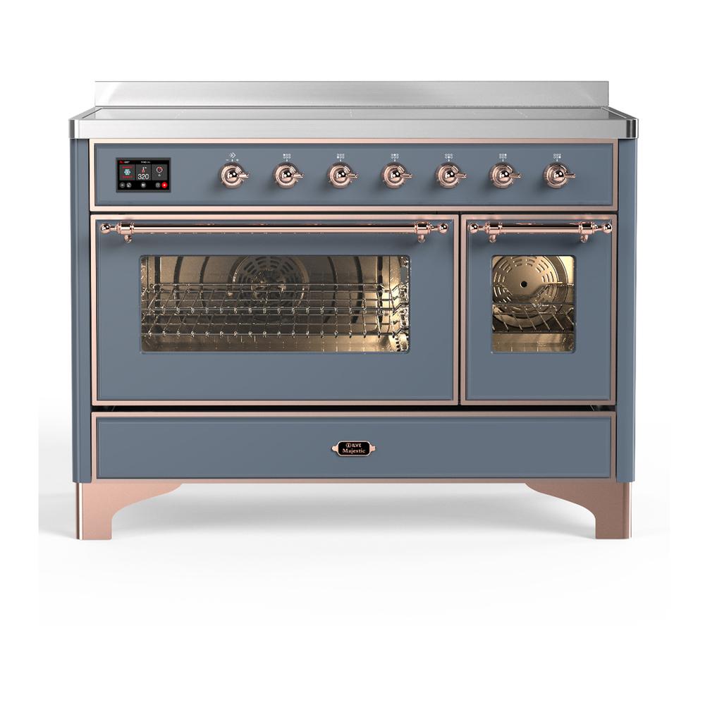 ILVE UMIB48NR3BGP Majestic III 48 inch Induction Range with 6 Elements, 5.02 cu. ft. Total Oven Capacity (Triple Glass Door, Blue Grey, Copper)