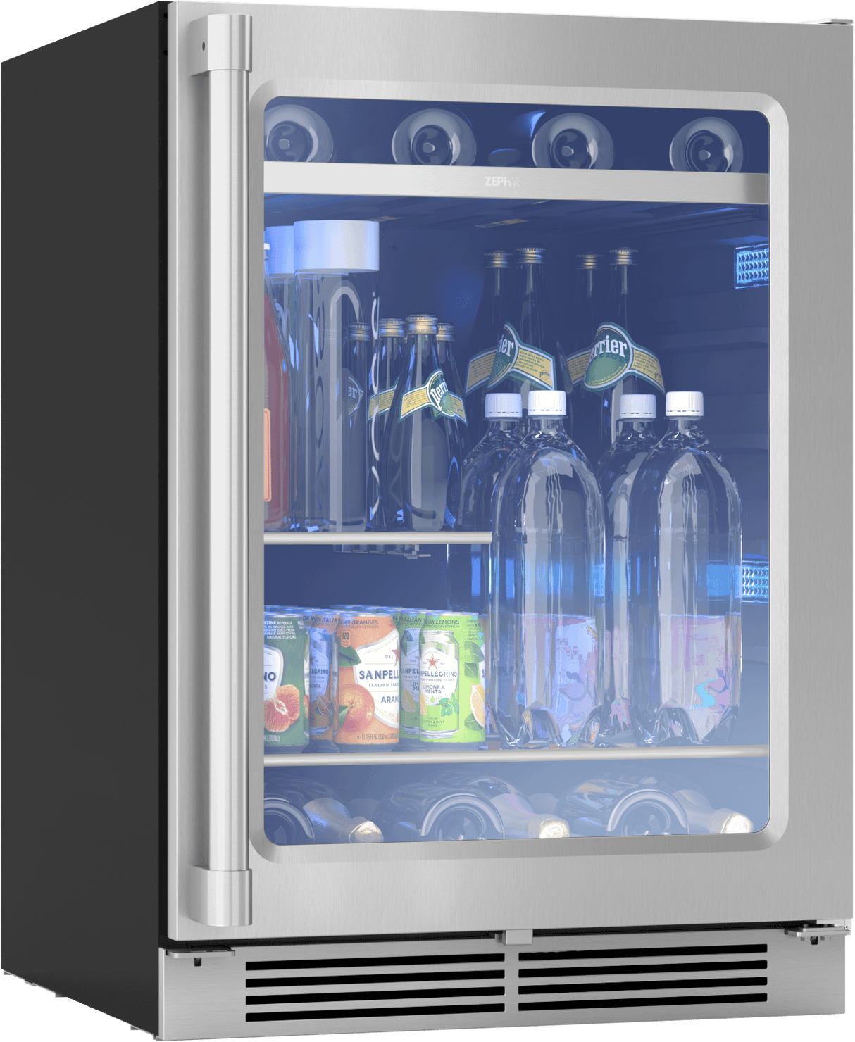 Presrv Pro Beverage Cooler, 24in Under Cabinet, SS+Glass, Reverse Door, 1 Zone