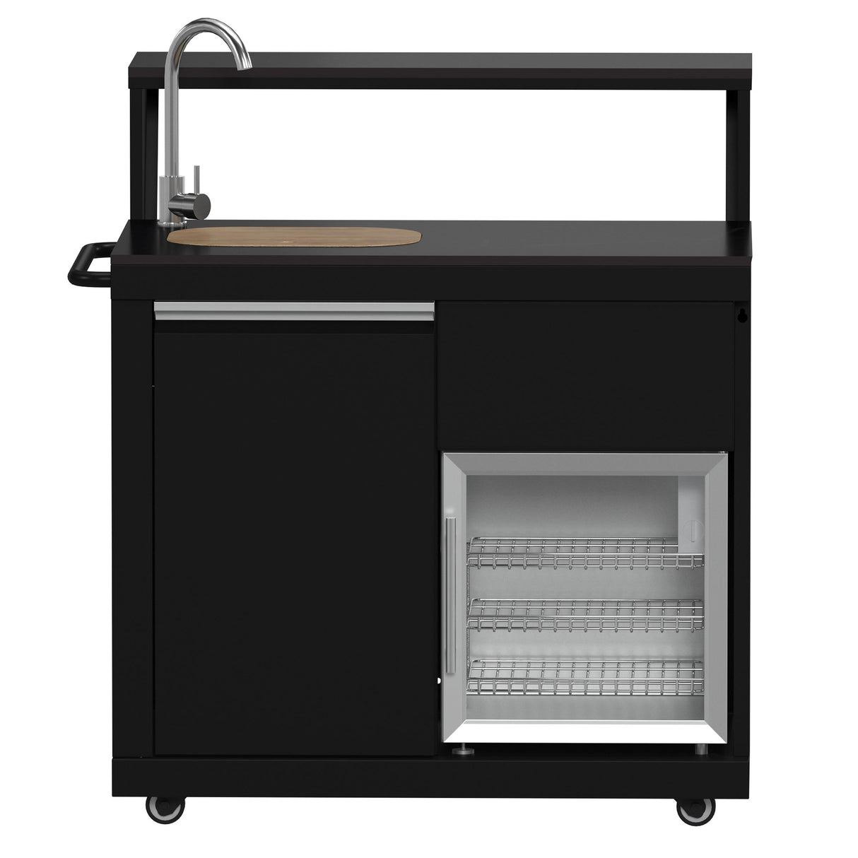 Forno All Aperto 62,600 BTU BBQ, 3 Stainless Steel Burners, Infrared Burners, Sink Module, Black Sintered Stone Countertops, Bar and Beverage Center