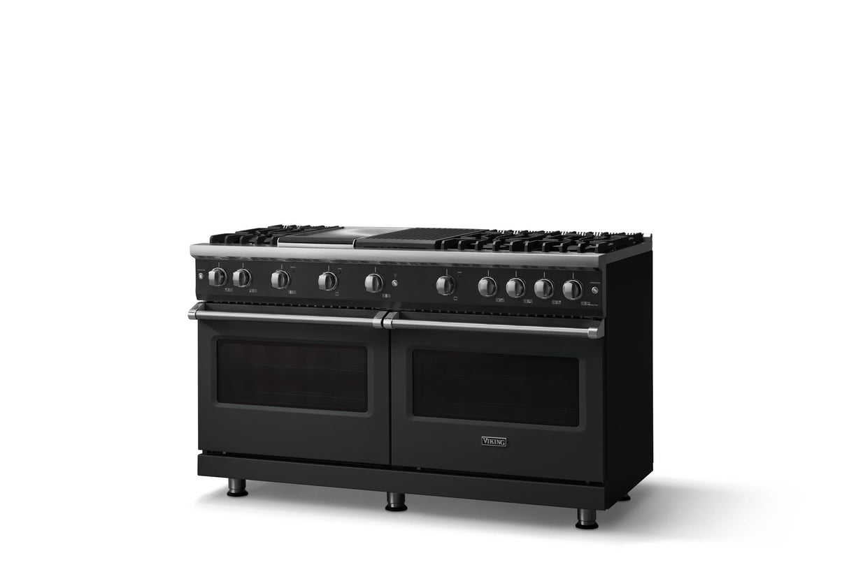 60"W. Sealed Burner Gas Range (Finish: Antique Bronze, Trim: Polished Chrome, Fuel: Natural Gas)