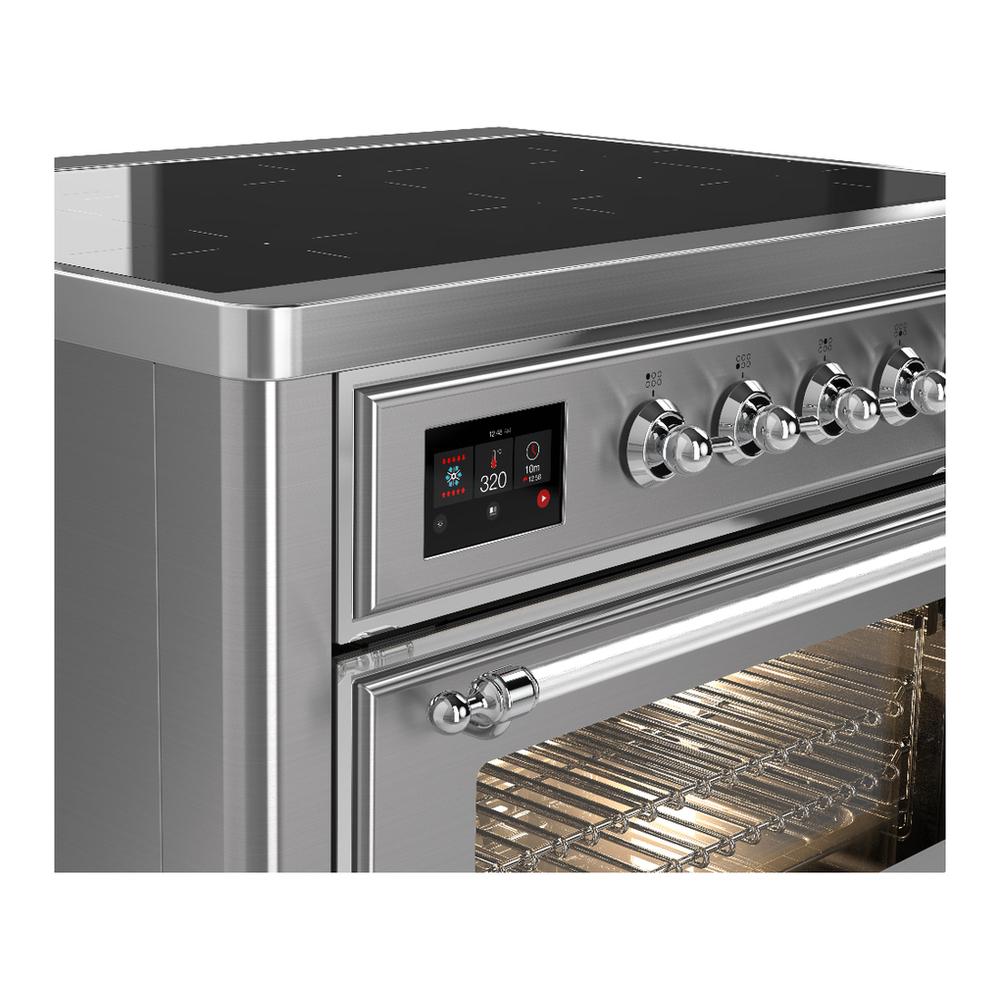 ILVE UMIB36NR3SSC Majestic III 36 inch Induction Range with 6 Elements, 3.5 cu. ft. Total Oven Capacity (Triple Glass Door, Stainless Steel, Chrome)