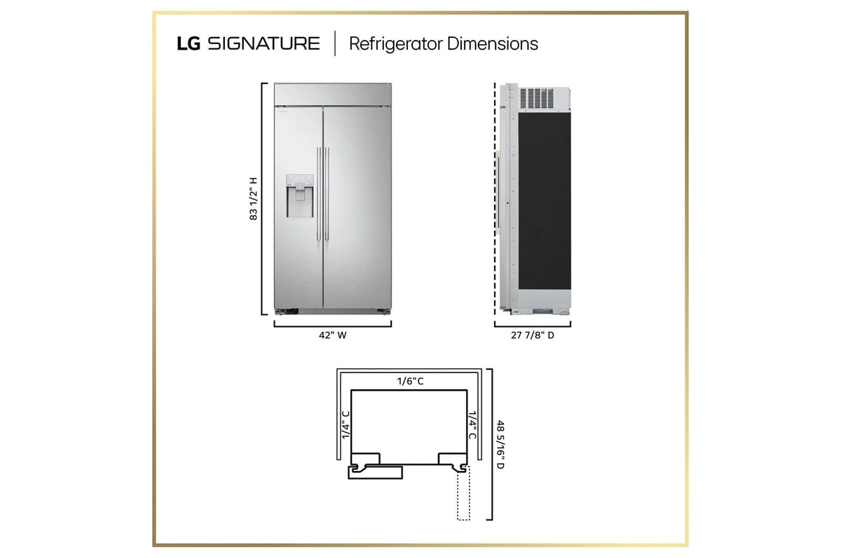LG SIGNATURE 26 cu. ft. Smart Side-by-Side Built-In Refrigerator with Ice & Water Dispenser
