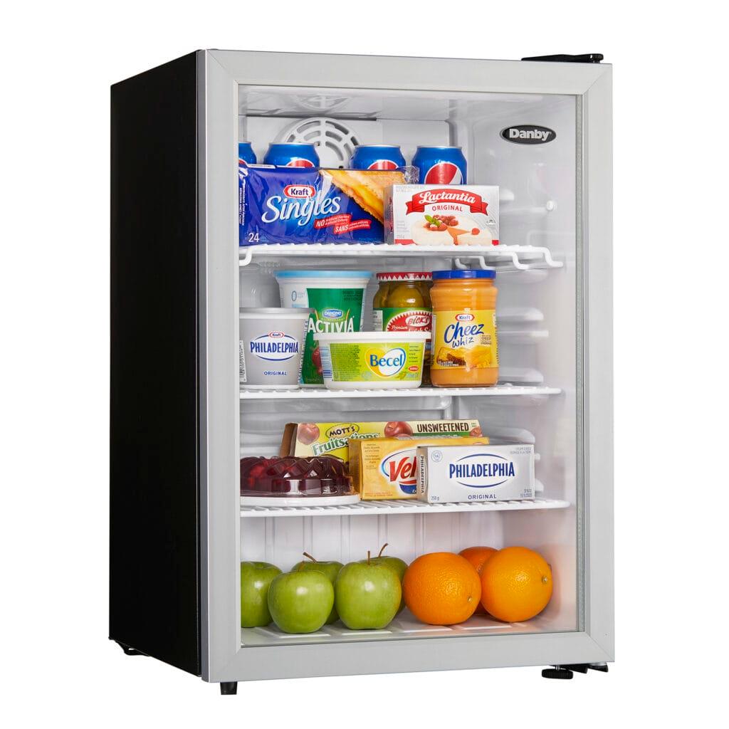 Danby 2.6 cu. ft. Compact Glass Door Fridge in Platinum