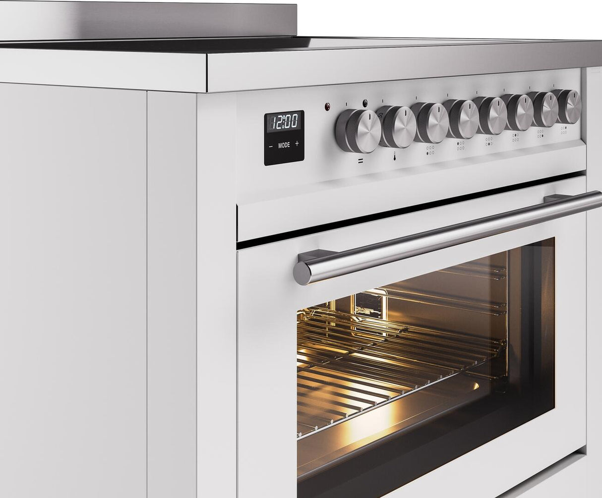 Professional Plus II 36 Inch Electric Freestanding Range in White with Trim