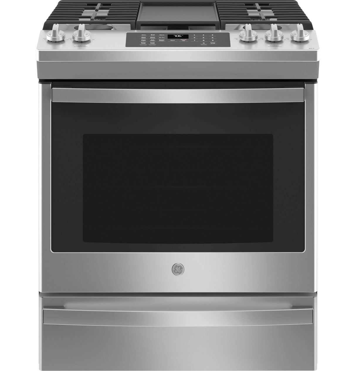 GE® 30" Slide-In Front-Control Convection Gas Range with No Preheat Air Fry