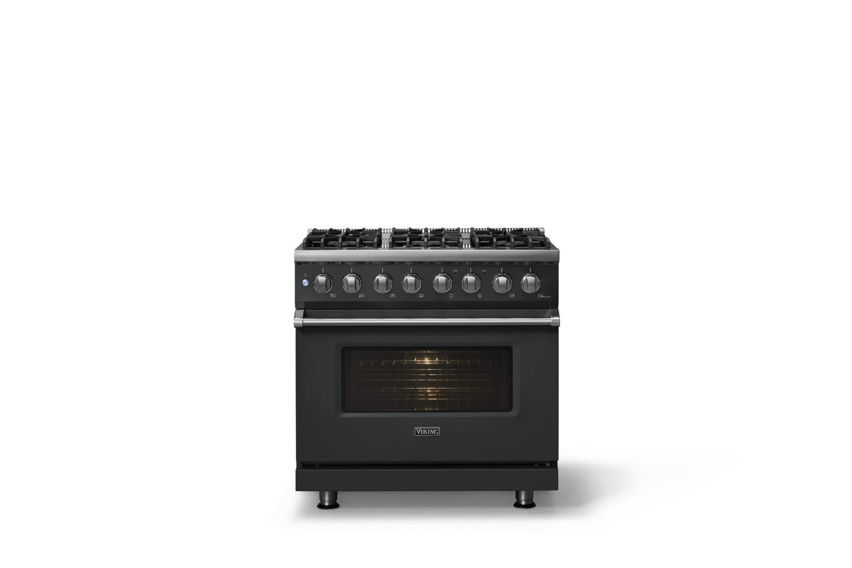 36"W. Dual Fuel Range (Burner: 6b, Finish: Antique Bronze, Trim: Polished Chrome, Fuel: Natural Gas)