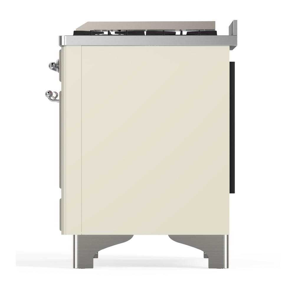 ILVE UM60FNR3AWC Majestic III 60 inch Dual Fuel Range with 9 Burners and Griddle, Dual Function Burner up to 25,000 BTU (Natural Gas, Triple Glass Door, Antique White, Chrome)