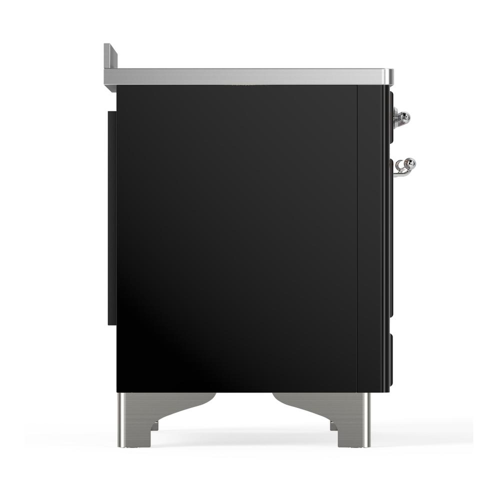 ILVE UMIB48NR3BKC Majestic III 48 inch Induction Range with 6 Elements, 5.02 cu. ft. Total Oven Capacity (Triple Glass Door, Glossy Black, Chrome)