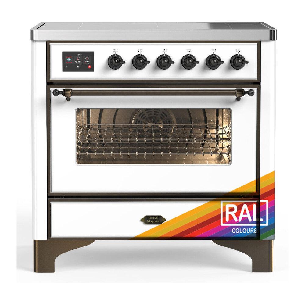 ILVE UMIB36NR3RAB Majestic III 36 inch Induction Range with 6 Elements, 3.5 cu. ft. Total Oven Capacity (Triple Glass Door, RAL, Burnished)