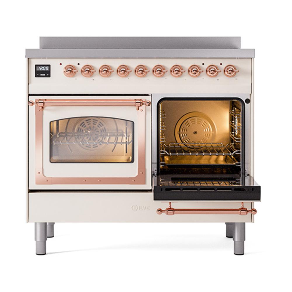 ILVE UNDI406NMPAWP Nostalgie II Noblesse 40 inch Induction Range (Triple Glass Door, Antique White, Copper)
