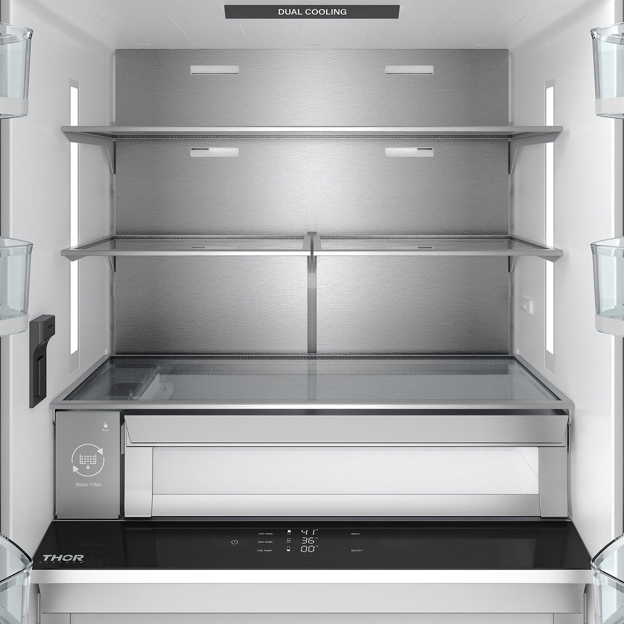 36 Inch Counter Depth Freestanding French Door Refrigerator With Internal Water and Ice