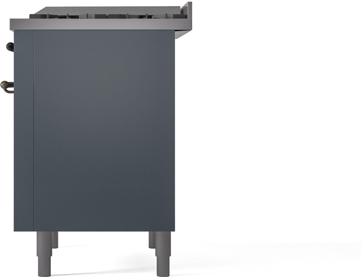 Nostalgie II 36 Inch Dual Fuel Liquid Propane Freestanding Range in Blue Grey with Bronze Trim