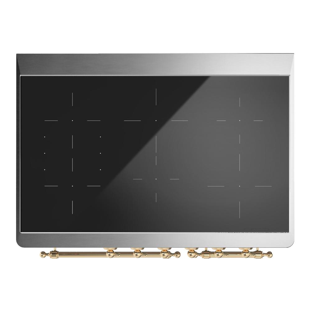 ILVE UMDIB40NR3MGG Majestic III 40 inch Induction Range with 6 Elements, 3.82 cu. ft. Total Oven Capacity (Triple Glass Door, Graphite Matte, Brass)