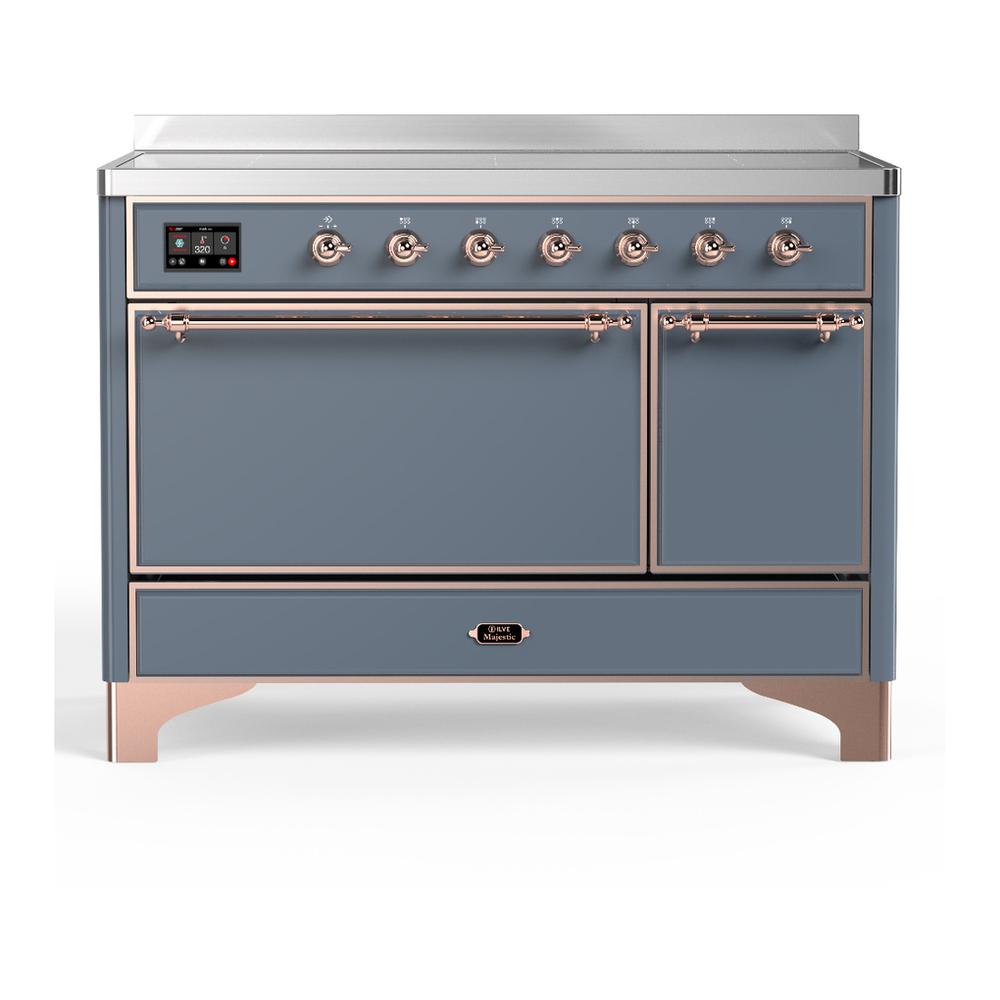 ILVE UMIB48QNR3BGP Majestic III 48 inch Induction Range with 6 Elements, 5.02 cu. ft. Total Oven Capacity (Solid Door, Blue Grey, Copper)