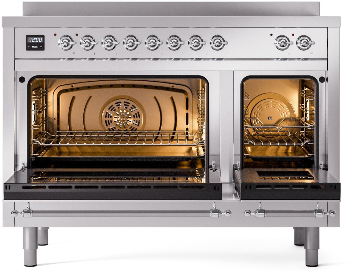 Nostalgie II 48 Inch Electric Freestanding Range in Stainless Steel with Chrome Trim