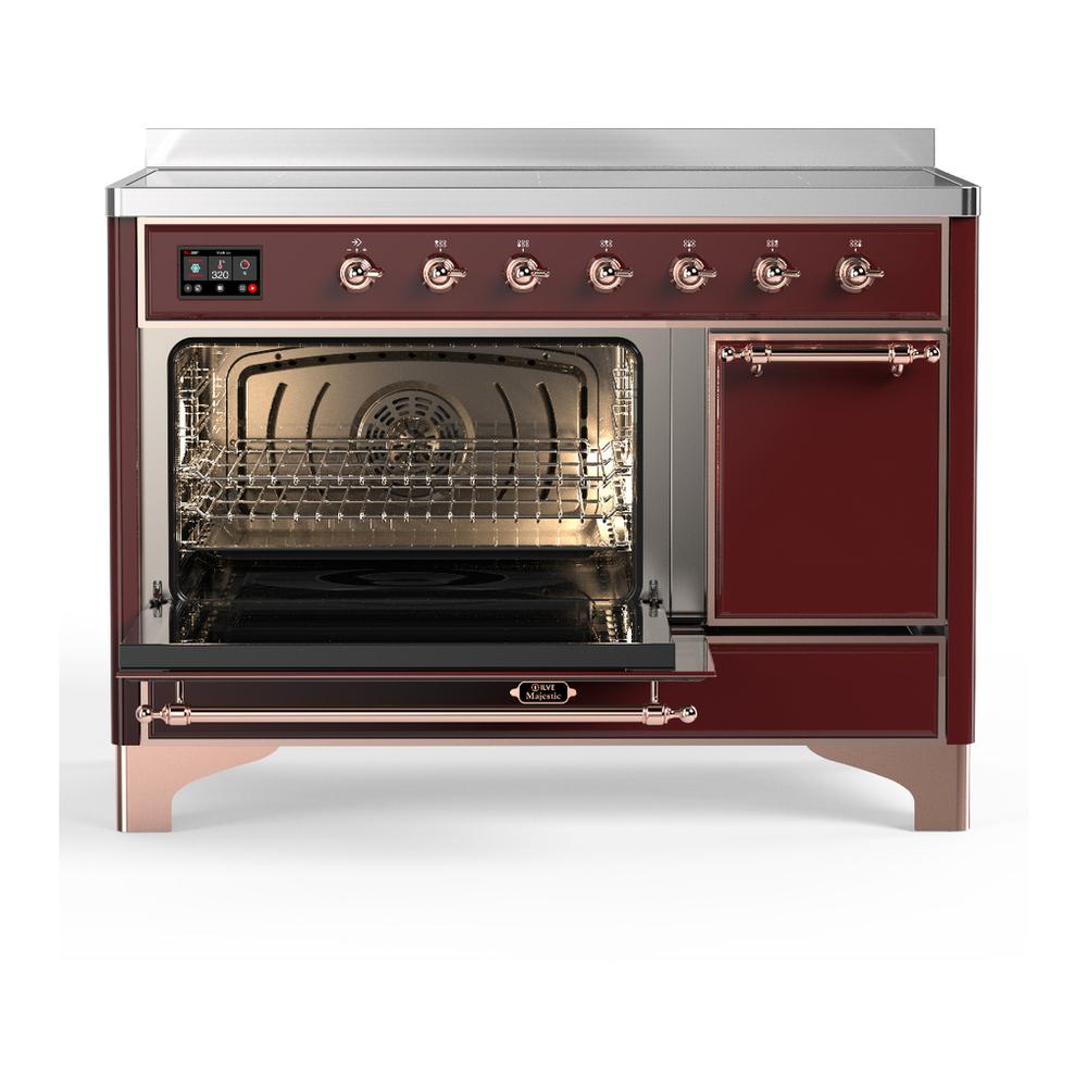 ILVE UMIB48QNR3BUP Majestic III 48 inch Induction Range with 6 Elements, 5.02 cu. ft. Total Oven Capacity (Solid Door, Burgundy, Copper)