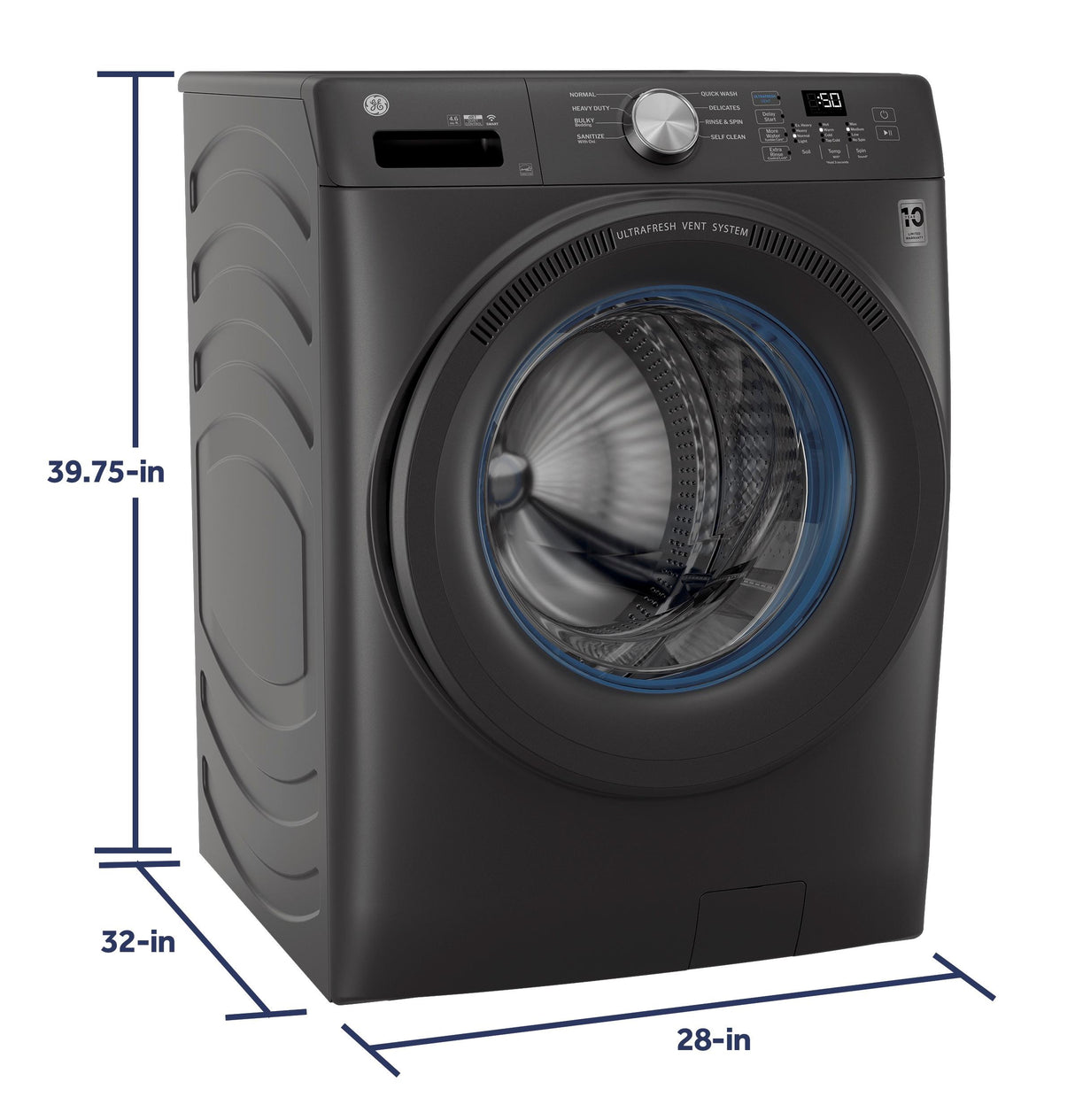 GE® ENERGY STAR® 4.6 cu. ft. Capacity Smart Front Load Washer with UltraFresh Vent System with OdorBlock™