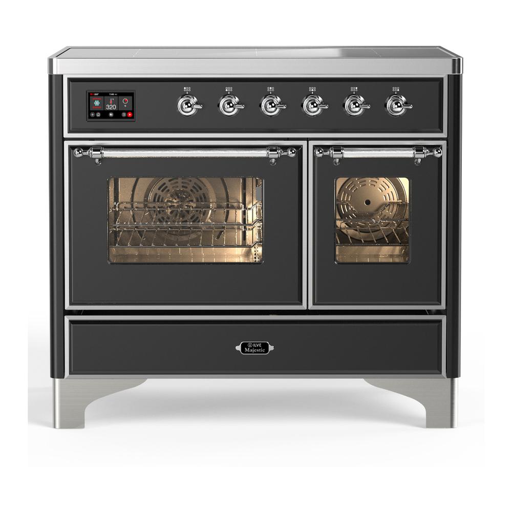 ILVE UMDIB40NR3MGC Majestic III 40 inch Induction Range with 6 Elements, 3.82 cu. ft. Total Oven Capacity (Triple Glass Door, Graphite Matte, Chrome)