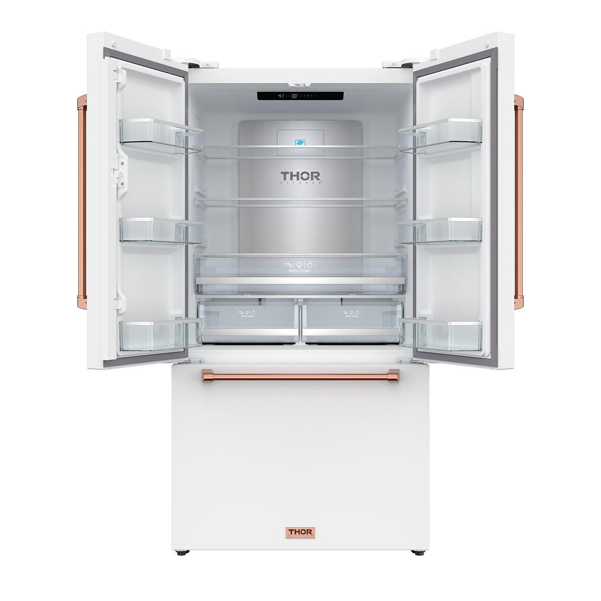 36 Inch French Door Counter Depth Refrigerator With Ice Maker - White/rose Gold Gordon Ramsay Series