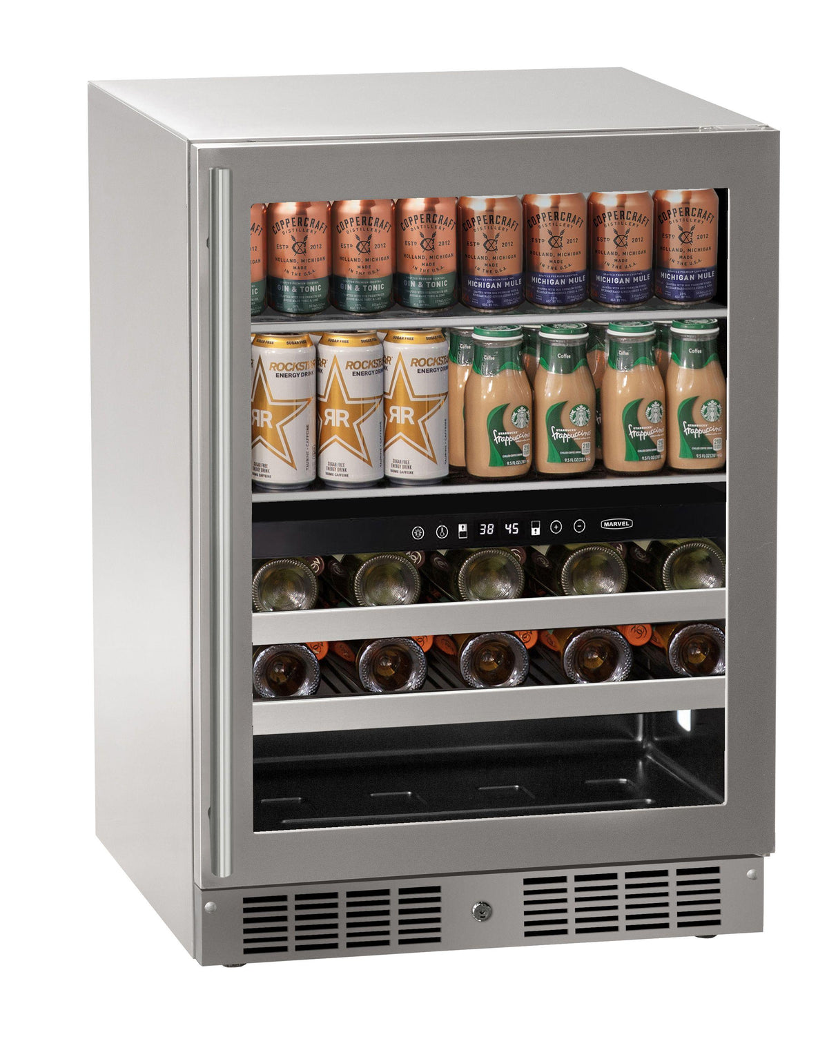 24 inch Dual-Zone Beverage Center with Door Style - Stainless Steel Frame Glass