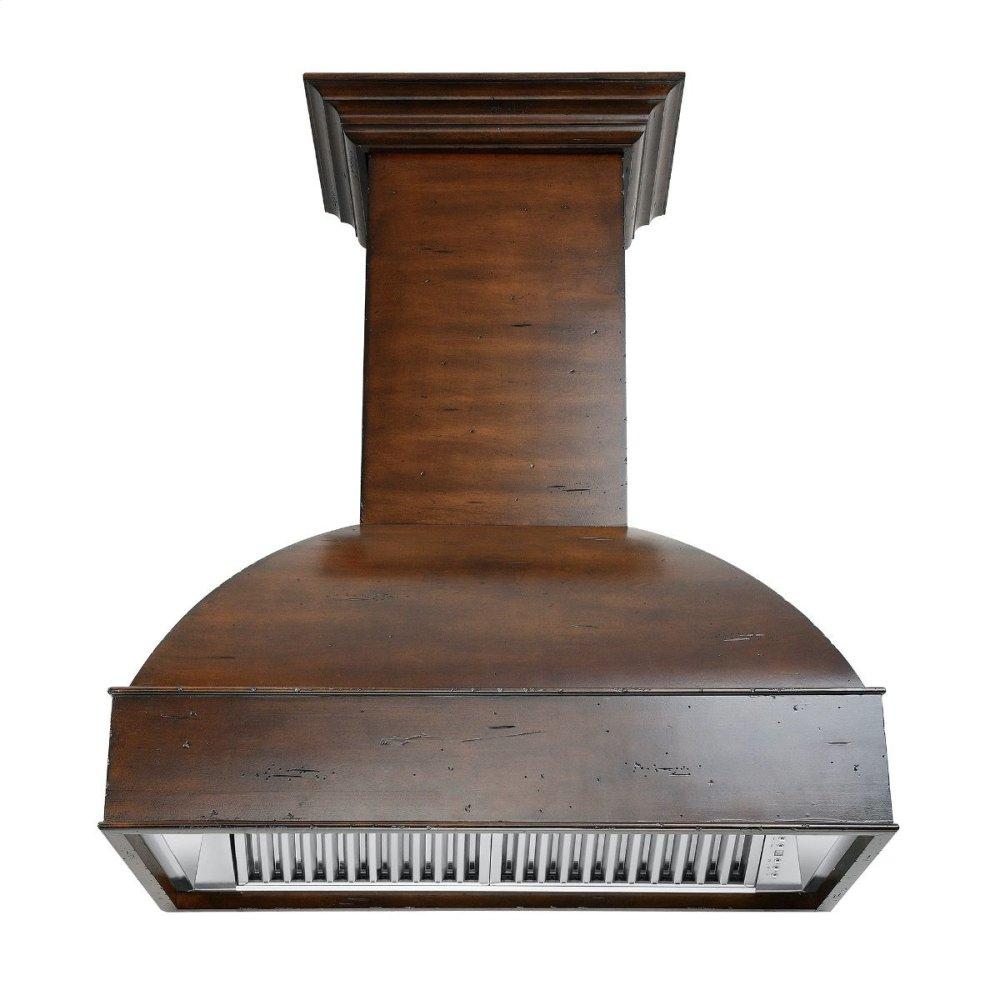ZLINE 36 in. Wooden Wall Mount Range Hood in Walnut and Hamilton - Includes Remote Motor (369WH-RS-36)