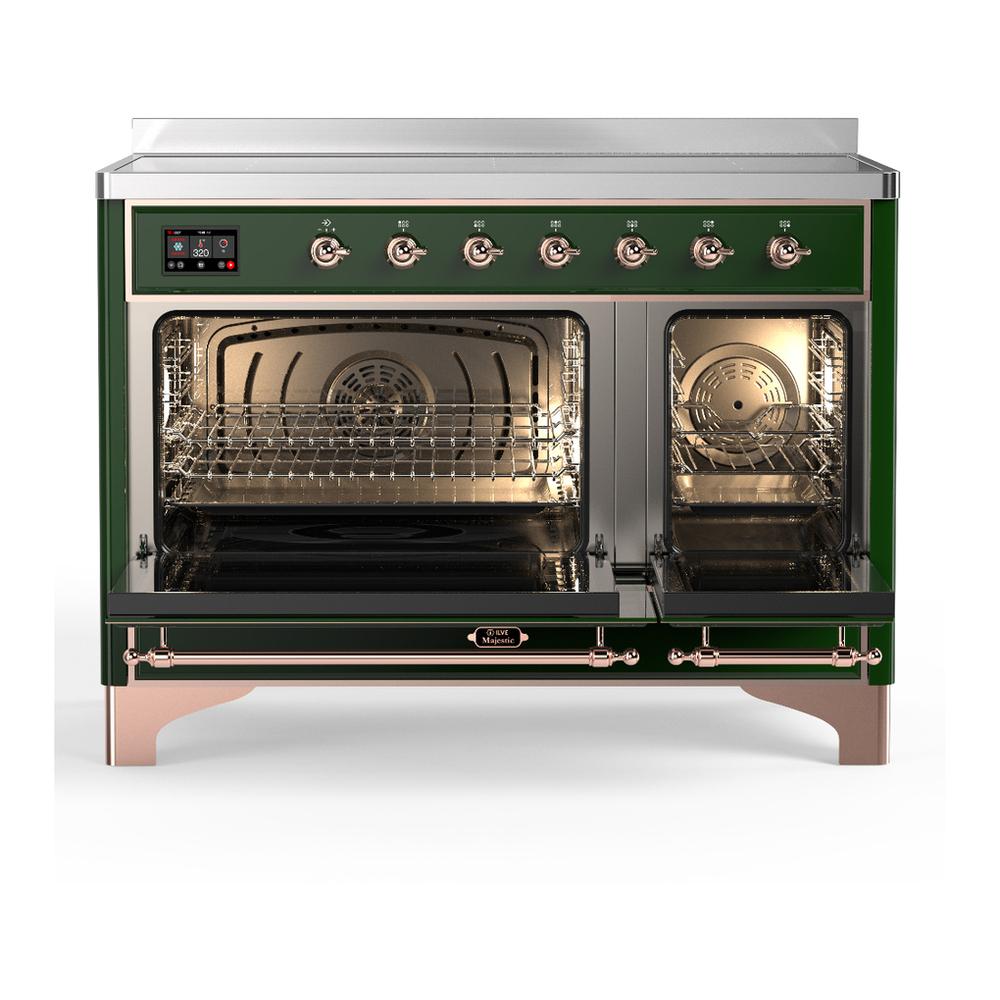 ILVE UMIB48NR3EGP Majestic III 48 inch Induction Range with 6 Elements, 5.02 cu. ft. Total Oven Capacity (Triple Glass Door, Emerald Green, Copper)